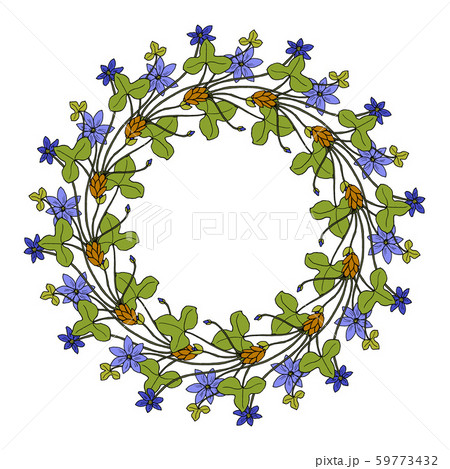 Hand drawing wild herbs wreath - bur-marigold Hand drawing wild herbs wreath - bur-marigold 59773432
