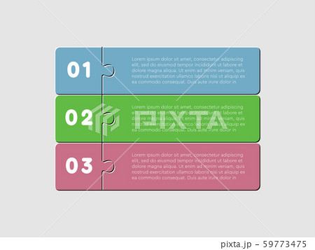 Three pieces puzzle square diagram info graphic 59773475