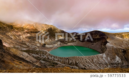 Okama crater lake facade in Miyagi,Japan Okama crater lake facade in Miyagi,Japan 59773533