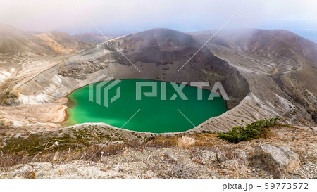 Okama crater lake facade in Miyagi,Japan Okama crater lake facade in Miyagi,Japan 59773572