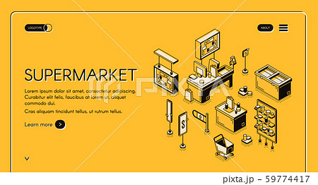 Supermarket isometric landing empty store interior 59774417
