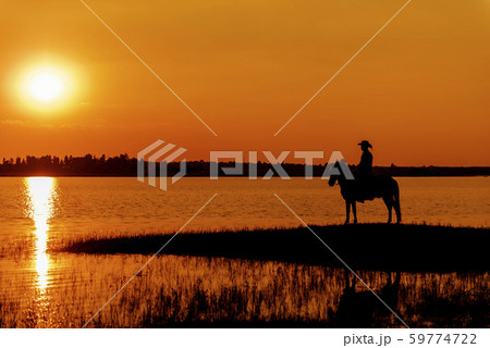 silhouette cowboy on horseback silhouette cowboy on horseback 59774722