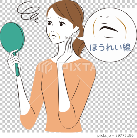 Woman looking at mirror Horei Line Woman looking at mirror Horei Line 59775196