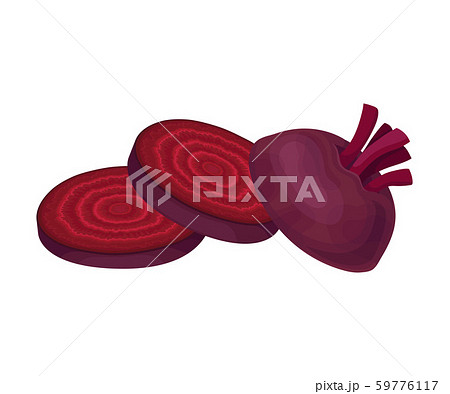 Beet-Root Without Beet Tops Cut into Sections Vector Illustration 59776117