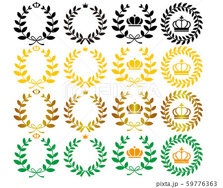 王冠 月桂樹 ランキング 星 セットのイラスト素材