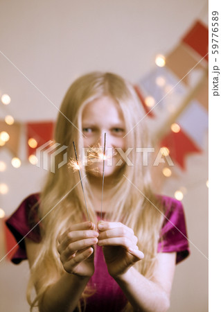 kid girl and bengal lights kid girl and bengal lights 59776589