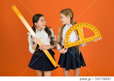 For good measure. School children with measuring For good measure. School children with measuring 59778087