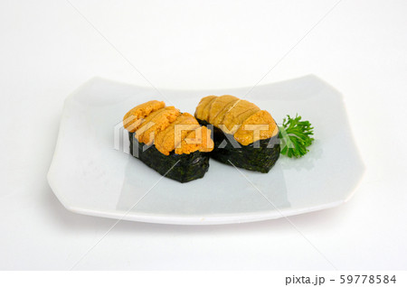 Uni sea urchin sushi japanese cuisine in ceramic Uni sea urchin sushi japanese cuisine in ceramic 59778584