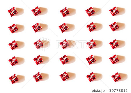 Christmas pattern with cute little presents, isolated on white background. 59778812