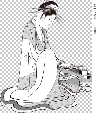 浮世繪女性58黑色和白色 59779156