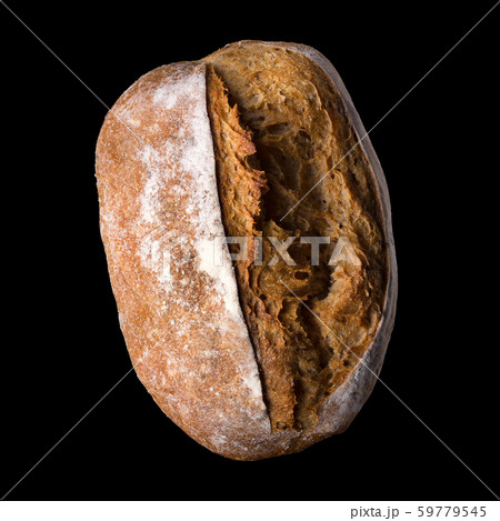 Fresh baked rye bread isolated on a black background with clipping path 59779545
