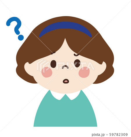 小さな女の子 考え顔 のイラスト素材