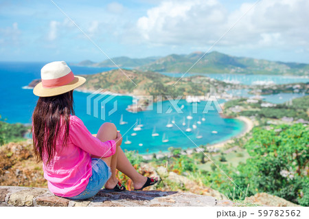 View of English Harbor from Shirley Heights, Antigua, paradise bay at tropical island in the 59782562