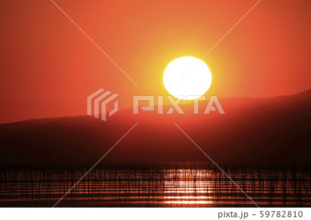 大牟田市 三池港 夕日、 大牟田市 三池港 夕日、 59782810