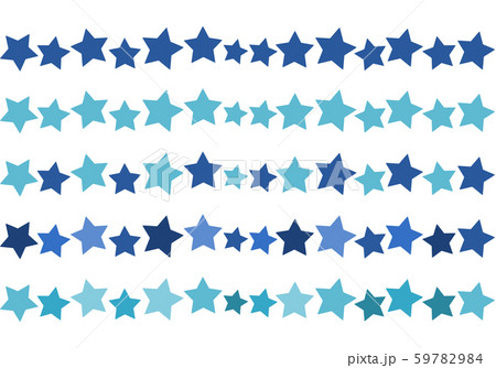 青と水色の星のラインセットのイラスト素材