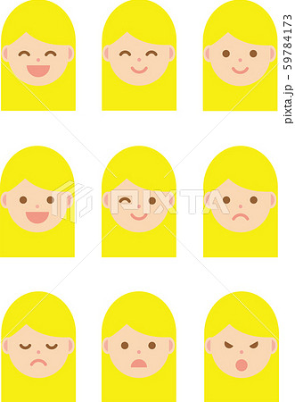 ロングヘアの女の子の顔セット ロングヘアの女の子の顔セット 59784173