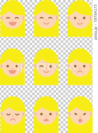 ロングヘアの女の子の顔セット ロングヘアの女の子の顔セット 59784173