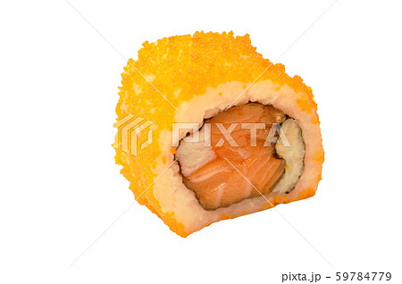 California roll topping shrimp egg stuffed salmon Sushi Japanese food on white background California roll topping shrimp egg stuffed salmon Sushi Japanese food on white background 59784779