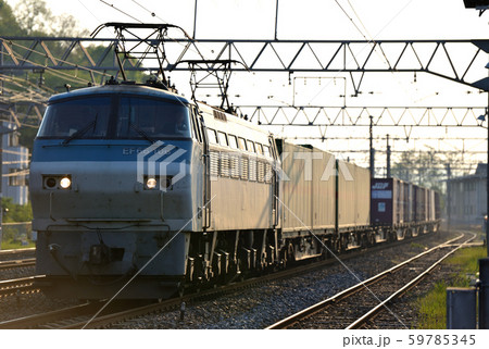 早朝の東海道を下るEF66106コンテナ貨物列車 早朝の東海道を下るEF66106コンテナ貨物列車 59785345