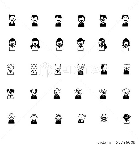 30人の笑顔の人 教養ビジネス医療教育系のイラストですのイラスト素材