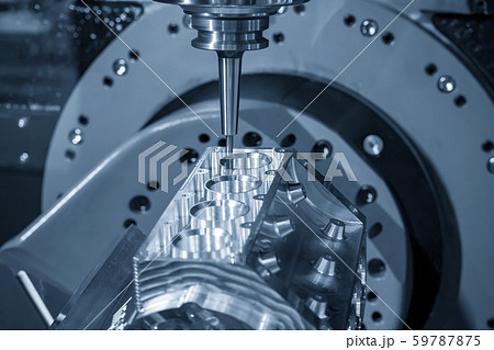 The 5-axis CNC milling machine  cutting the sample 59787875