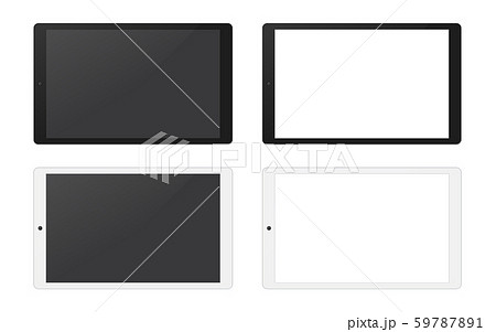 タブレット端末のイラスト セット 画面サイズ16 10のイラスト素材