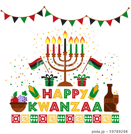 Banner for Kwanzaa with traditional colored and candles representing the Seven Principles or Nguzo Banner for Kwanzaa with traditional colored and candles representing the Seven Principles or Nguzo 59789298