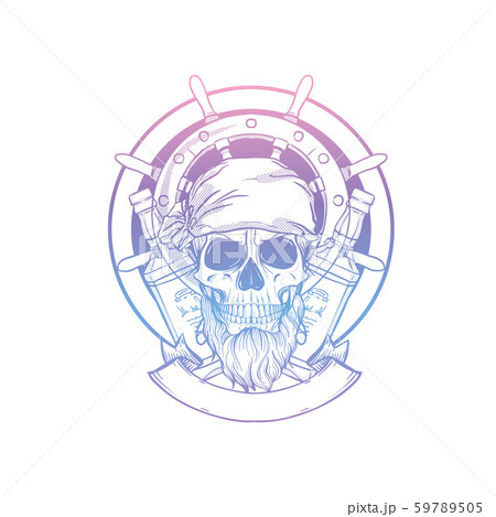 Hand drawn sketch pirate skull 59789505
