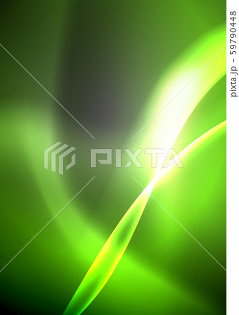 Dark space with shiny neon light motion waves. Abstract concept graphic element. Vector neon 59790448