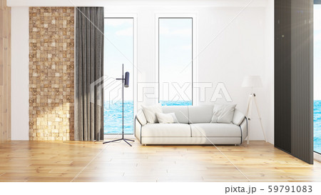 Modern design living room interior with beautiful view . 3D rendering Modern design living room interior with beautiful view . 3D rendering 59791083