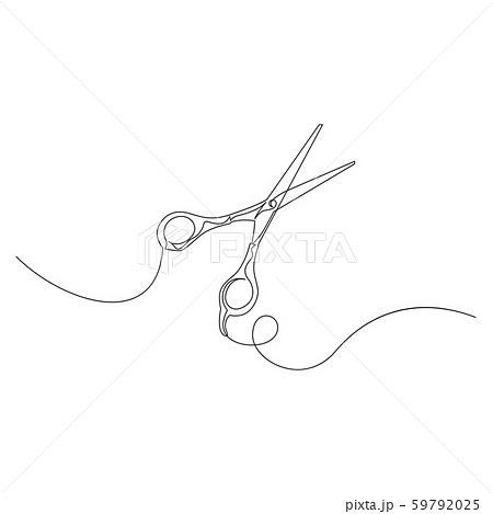Continuous one line drawing scissors. Vector illustration. 59792025