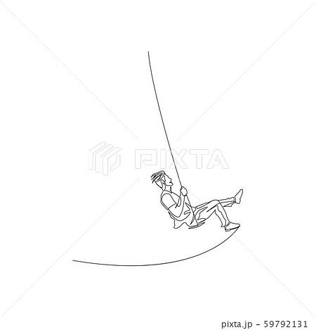Continuous one line man swinging hard on a swing. Adults are still children. Vector stock 59792131