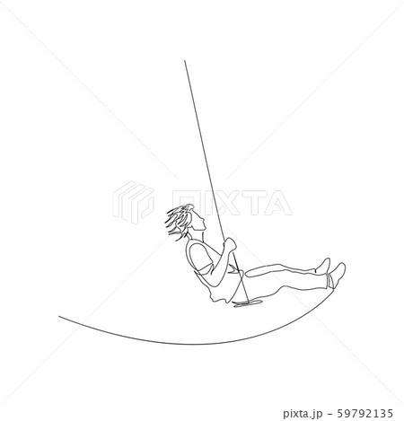 Continuous one line man swinging on a swing. Adults are still children. Vector stock illustration. Continuous one line man swinging on a swing. Adults are still children. Vector stock illustration. 59792135