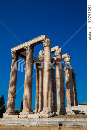Ruins of the Temple of Olympian Zeus at the center of the Athens city 59793099