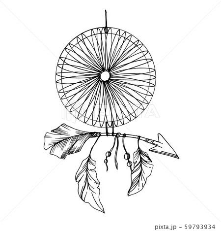 Vector Fether Dreamcatcher Black And White のイラスト素材 Vector Fether Dreamcatcher Black And White のイラスト素材