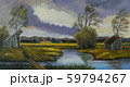 Landscape with a river and a wooden bridge 59794267