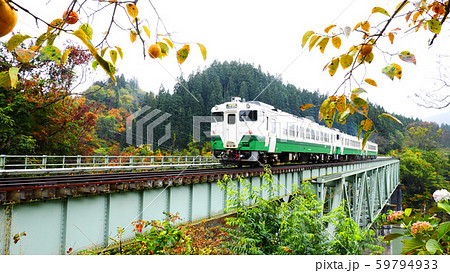 只見線第二橋梁と列車 只見線第二橋梁と列車 59794933