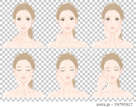 スキンケアをしている女性のイラスト 59795927