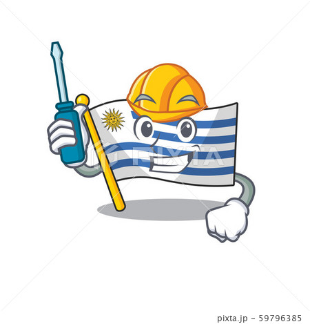 Mascot flag uruguay with in automotive character 59796385