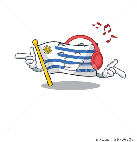 Flag uruguay cartoon with in listening music character Flag uruguay cartoon with in listening music character 59796506