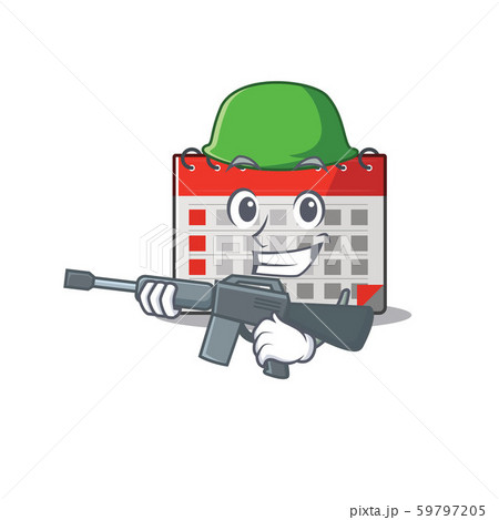 Calendar cartoon with in army happy character Calendar cartoon with in army happy character 59797205