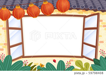 Open window with hanging lanterns 59798408
