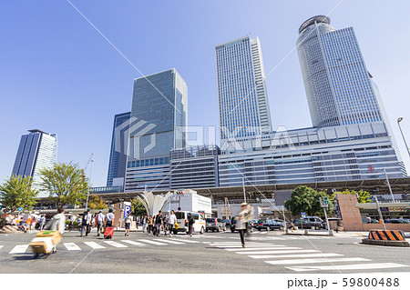 名古屋都市風景 名古屋駅 太閤通口側　椿町北スクランブル交差点と駅ビル 59800488