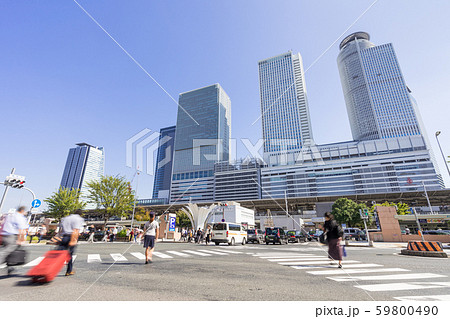 名古屋都市風景 名古屋駅 太閤通口側 椿町北スクランブル交差点と駅ビル 名古屋都市風景 名古屋駅 太閤通口側 椿町北スクランブル交差点と駅ビル 59800490