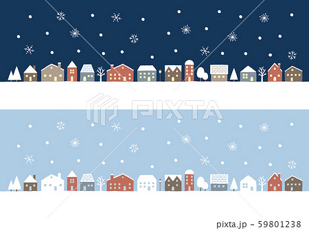 海外風の雪の街冬のイラスト素材