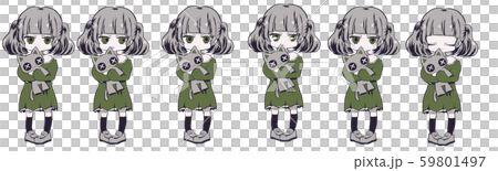 女の子立ち絵 表情差分セットのイラスト素材