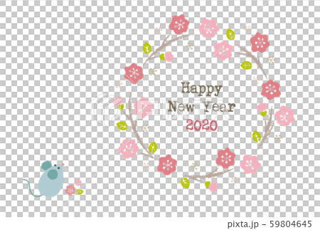 2020年子年 梅花のリースと可愛いねずみの年賀状 2020年子年 梅花のリースと可愛いねずみの年賀状 59804645