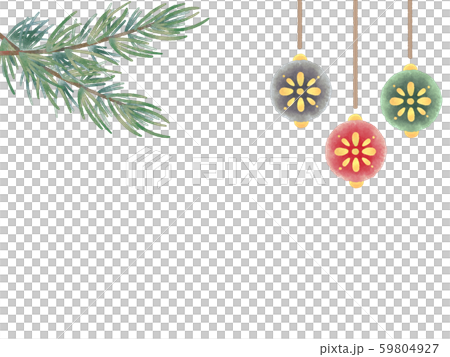 もみの木とオーナメント　クリスマスの背景　水彩風イラスト素材 59804927