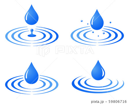 水滴と波紋のアイコンセット のイラスト素材