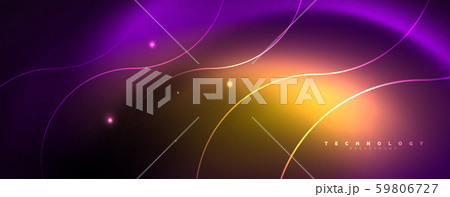 Shiny neon lights, dark abstract background with blurred magic neon light curved lines Shiny neon lights, dark abstract background with blurred magic neon light curved lines 59806727